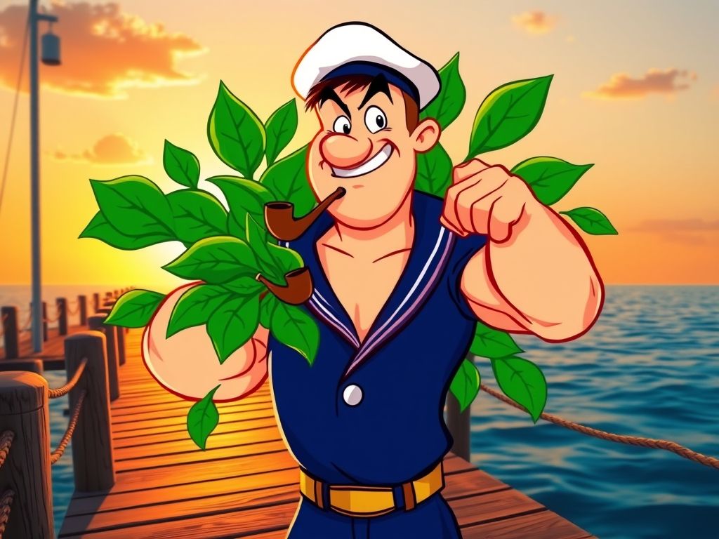 Popeye - The Spinach-Powered Sailor Popeye's classic portrait with his signature squinty eye and sailor attire