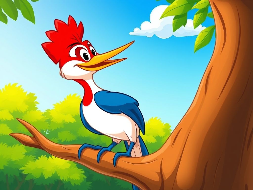 Woody Woodpecker - The Mischievous Bird Woody Woodpecker's classic portrait with his signature red crest and mischievous grin